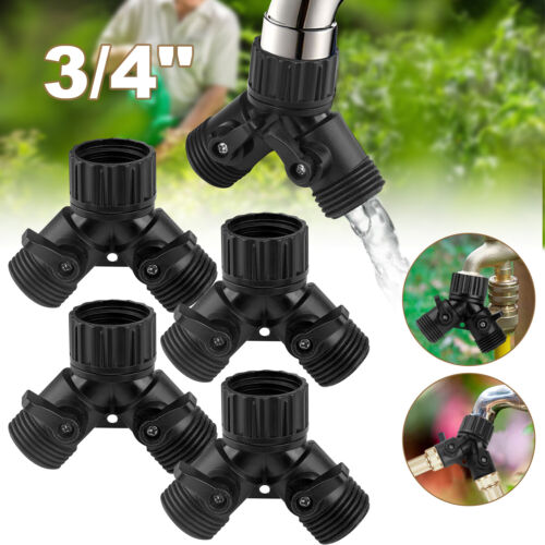 2 Way 3/4" Water Hose Splitter Heavy Duty Y-Shape Garden Hose Spigot Connector - 第 1/12 張圖片