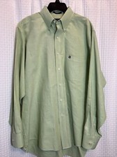 CHAPS Oxford Button Shirt Wrinkle Free LARGE 16-16.5 34/35 Green V8