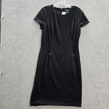Lauren Ralph Lauren Women Dress 12 Black Short Sleeve Zippered Pocket