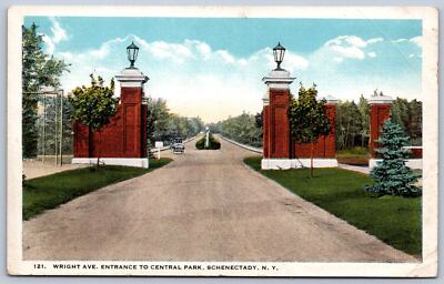 K18/ Schenectady New York Postcard c1910 Central Park Gate Wright 423