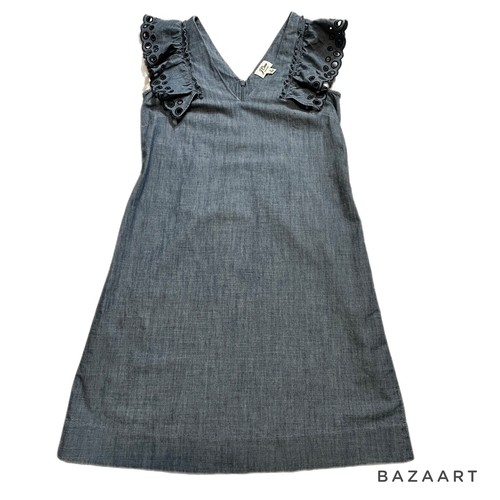 GR 0 J. Crew Chambray Rüschenärmel Ösen Kleid Trendy Freizeit Denim - Bild 1 von 11