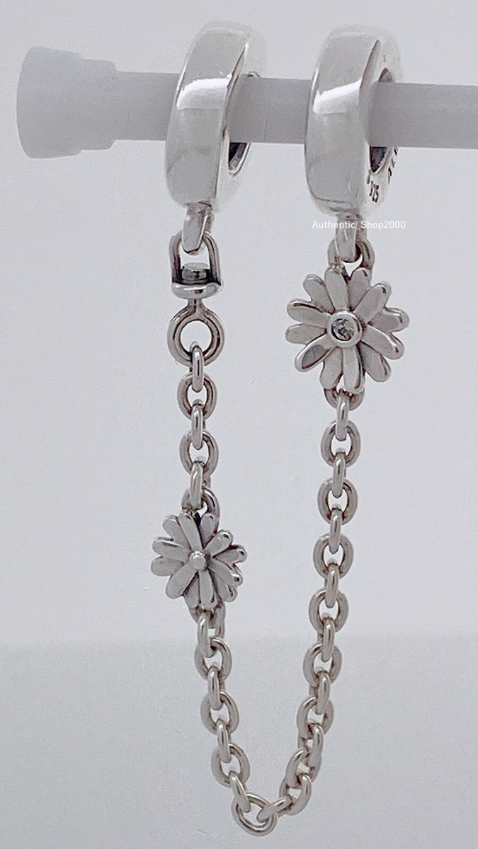 NEW 100% Authentic PANDORA 925 Silver Daisy Flower Safety Chain Charm  798764C01