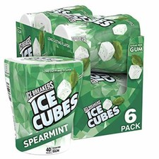 Ice Breakers Ice Cubes Sugar Free Gum Xylitol, Spearmint 40 Count Pack of 6