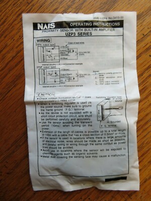 NAIS proximity Sensor UZP3 SERIES  BME-UZP4 NO. 3415-00