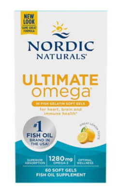 Nordic Naturals Ultimate Omega 1280mg in Fish Gelatin 60 SoftGels FRESH