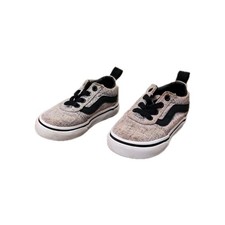 Vans Ward Low Toddler Size 5 US Shoes Gray Tweed Canvas Black Stripe Sneakers