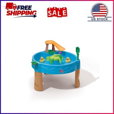 Step2 Duck Pond Blue Plastic Toddler Water Table with 6-Piece Playset