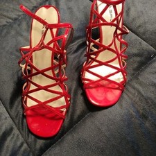Via Spiga Italian Leather Ruby Red Strappy Heels