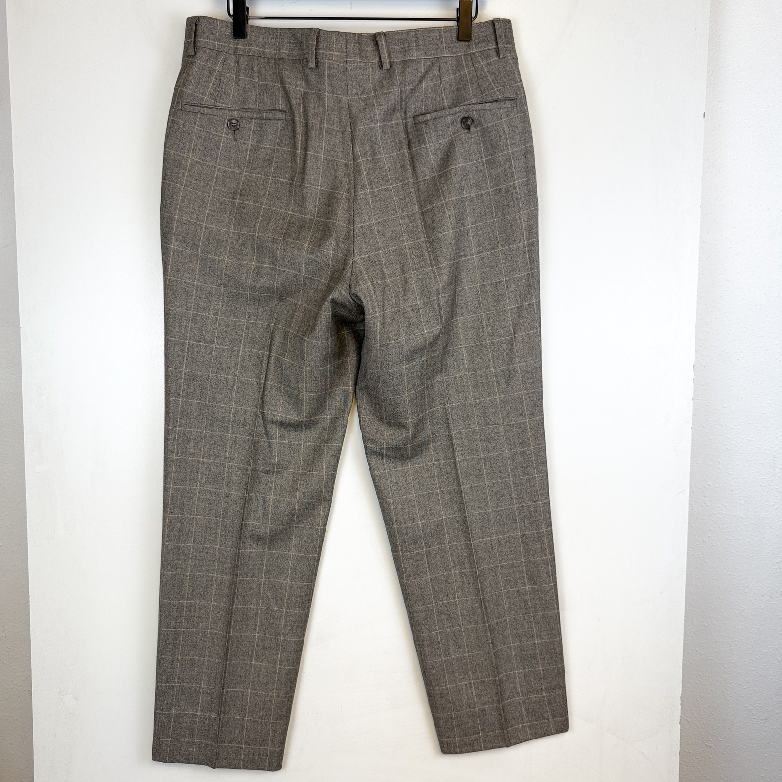 Samuelson Gable Super 150s Wool Beige Windowpane … - image 10