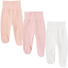 Baby Girl Footed Pants Cotton Newborn Leggings Pink  Pink Striped  White 3-...
