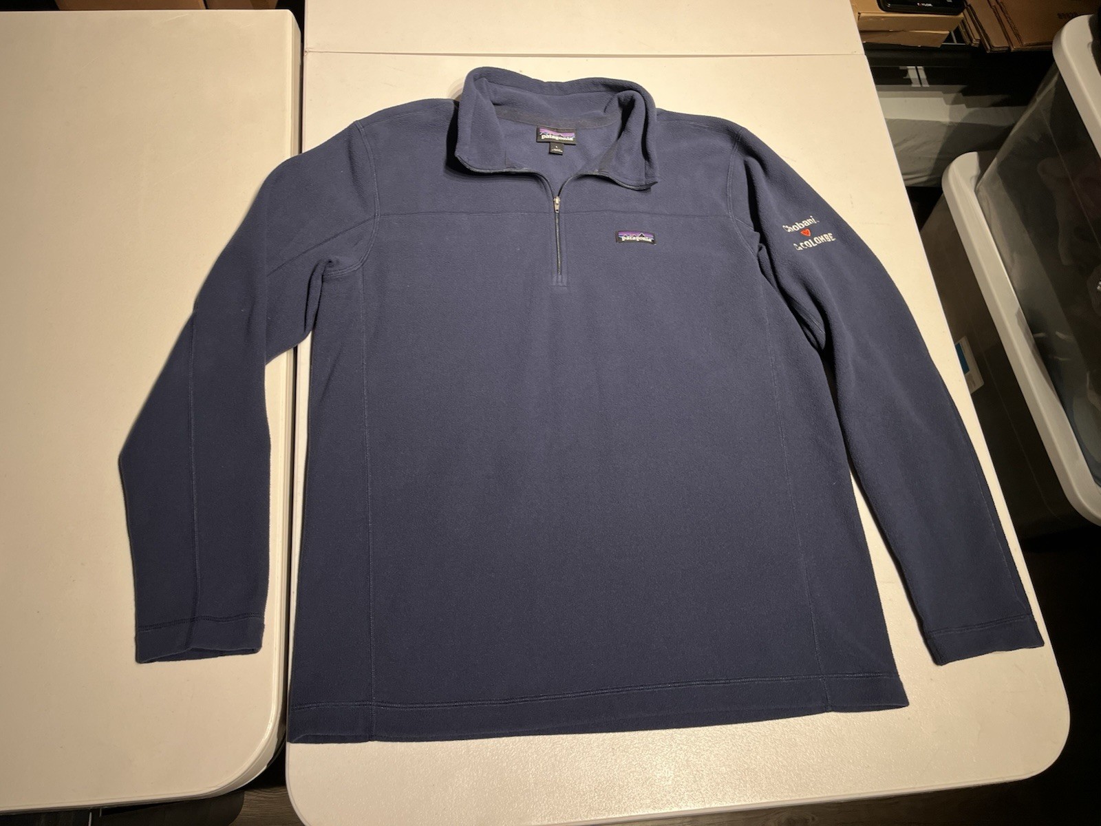 Men&rsquo;s Large Micro D Fleece Blue 1/4 Zip Coat Polyester Chobani