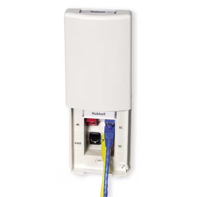 Hubbell Premise Wiring Tpf1ow Wall Plate, 4Port, 1Gang