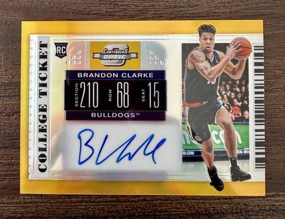 Brandon Clarke 2019 Contenders Optic Gonzaga RC Rookie Auto Gold Prizm # /10