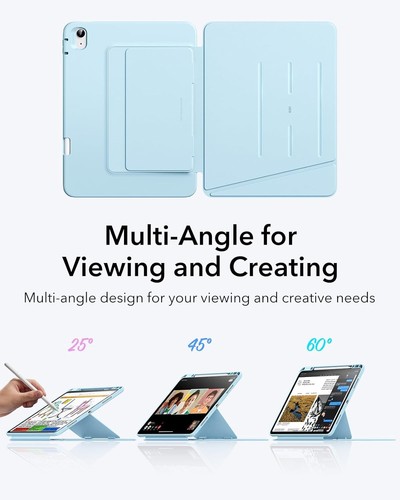 Funda ESR iPad Air 13 pulgadas M3/M2 (2025/2024) vertical con soporte cubierta azul cielo - Imagen 4 de 7