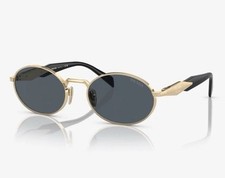 Prada Gold Metal  Plastic Oval Sunglasses Gray Tinted Lens Lightweight Men