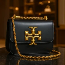 NEW Tory Burch Eleanor Black Leather Small Convertible Shoulder/Crossbody Bag