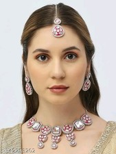 Indian Bollywood Gold Plated Kundan Choker Bridal Necklace Earrings Jewelry Set