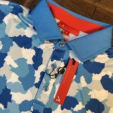 Redvanly Dawson Polo Athletic Luxury Golf Shirt Moisture Wicking Blue Men's Med