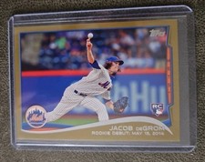 2014 TOPPS UPDATE Series ROOKIE DEBUT JACOB DEGROM GOLD ROOKIE CARD #/2014 METS. rookie card picture