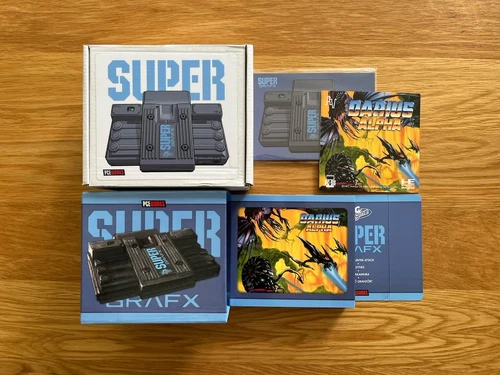 EMPTY BOX PC Engine Works SUPER GRAFX BOX & BADGE Darius PLEASE READ DESCRIPTION