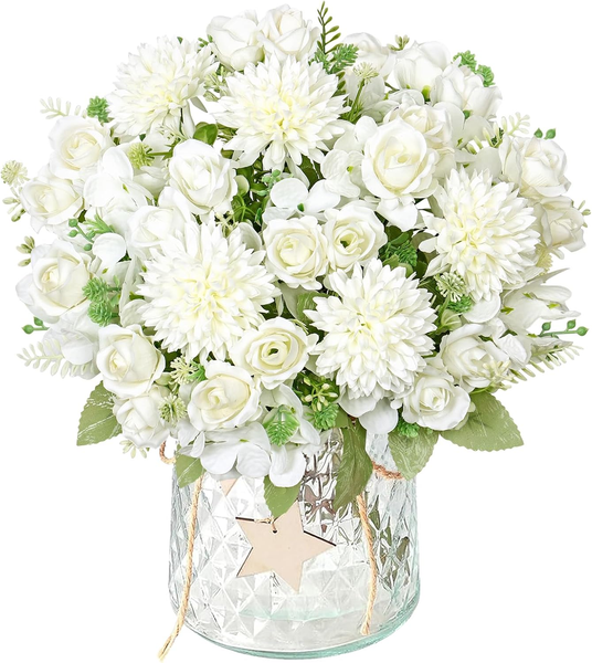 Demiuko 2 BüNdel KüNstliche Blumen Hortensien Kunstblumen Wie Echt Fake Blumenst-image