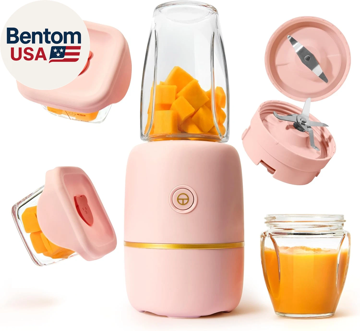 Bubble Blender, Baby Food Maker & Puree Blender with 2 Borosilicate Glass Cups,