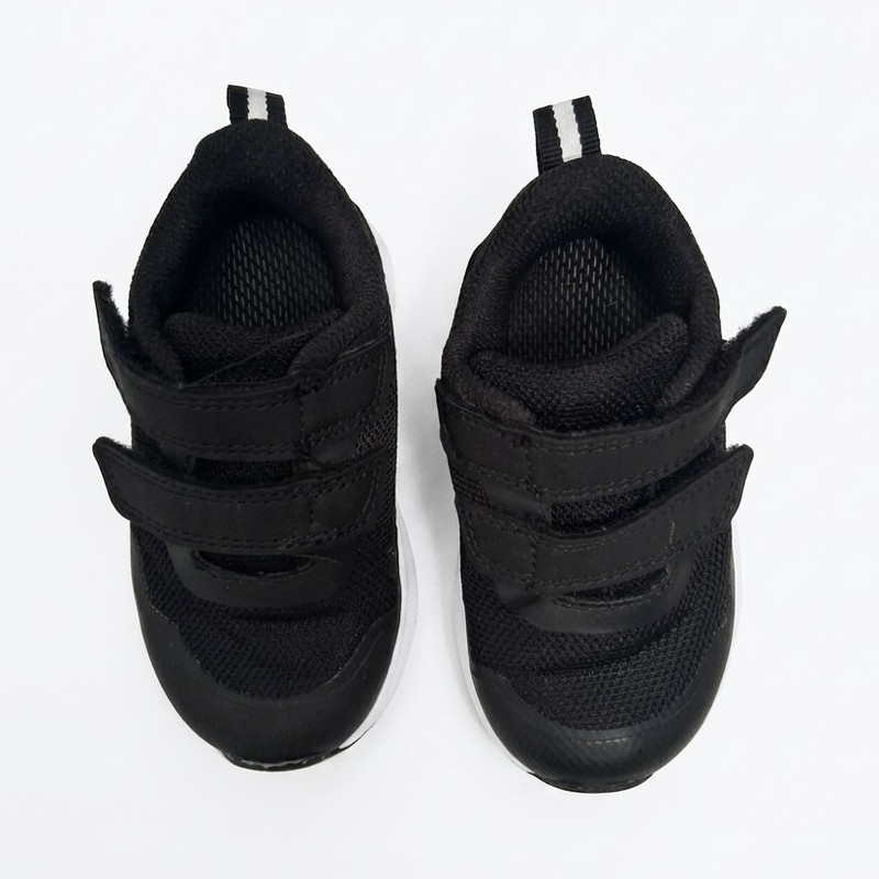 Unisex Kids Black Hook & Loop Low Top Athletic Sneakers Round Toe US 4