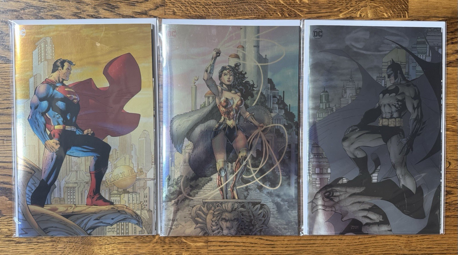 BATMAN #608 SUPERMAN #7 WONDER WOMAN #1 JIM LEE FOIL COVER SET DC COMICS 2023 NM