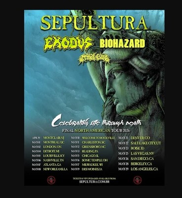 Sepultura Celebrating Life Through Death Final North American Tour 2026 poster