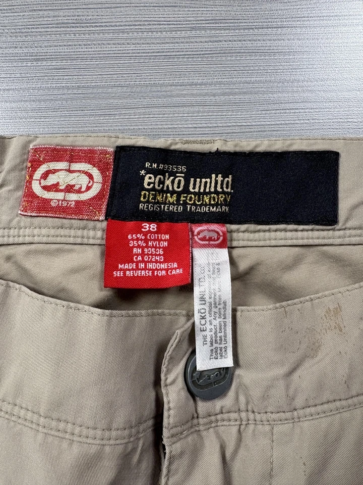 Pantalones Cortos Ecko Unltd Para Hombres 38 Caqui Bolsillos de Carga Y2K Exterior Informal Cremallera Mezcla de Nylon Foto 4 de 4