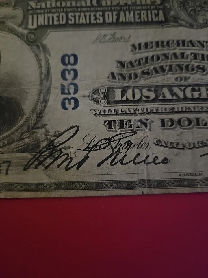 $10 1902 PB National LOS ANGELES California CA 🇺🇸 🇺🇸 - Image 2 of 4