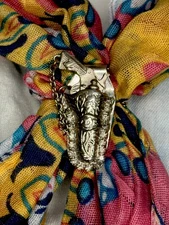 Pistol Holster Scarf Clip Slide Rhinestones Silver Tone Western Wear VTG Bolero