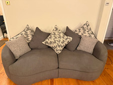 Grey Fabric Cuddle 2 Seater Sofa with Cushions 225cm W x 110cm L x 70cm H