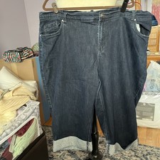 Catherine  s 24w Navy Denim Capri  s 3   Studded Cuffs, 5 Pockets