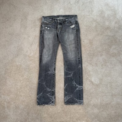 Hysteric Glamour Thee XXX Vintage Studded Faded Grey Crash Denim Jeans Size 34''