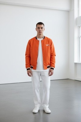 PUMA x Randomevent RDET Bomber Graphic Logo Jacket Jacke Orange Gr. XS