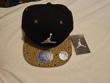 Air Jordan Hat Youth Black Embroidered Logo Jumpman Snap Back Cap Black/Gold