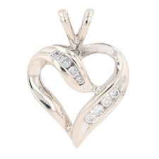 .20ctw Round Cut Diamond Heart Pendant without Chain 10k White Gold 2.88 Grams