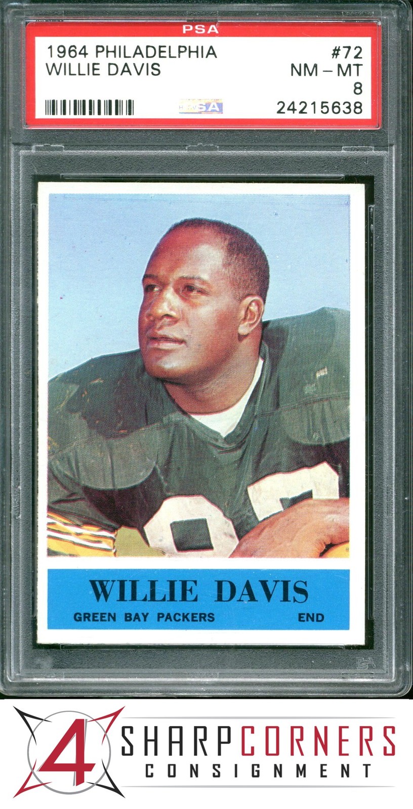 1964 PHILADELPHIA #72 WILLIE DAVIS RC PACKERS HOF PSA 8
