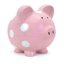 Child to Cherish Ceramic Polka Dot Piggy Bank Pink 