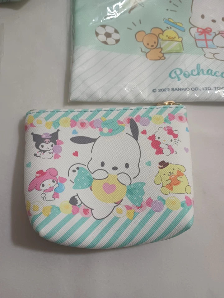 NUEVO JUEGO DE REGALO SANRIO POCHACCO PERRO 5 PIEZAS, 2 CARTERAS, 1 BOLSA, CUADERNO, MONEDERO Foto 2 de 4