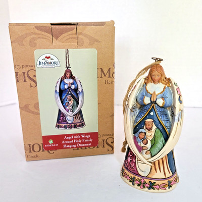 Jim Shore Heartwood Creek Angel w Wings Around Holy Family Hanging Ornament 2011