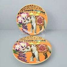 Williams Sonoma RAJ Thai Elephant Trunk Up Decorative Plates-Set of Two-Read