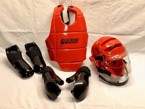 Proforce Lightning Chest Protector Helmet Face Shield Gloves Karate Pads -Kids