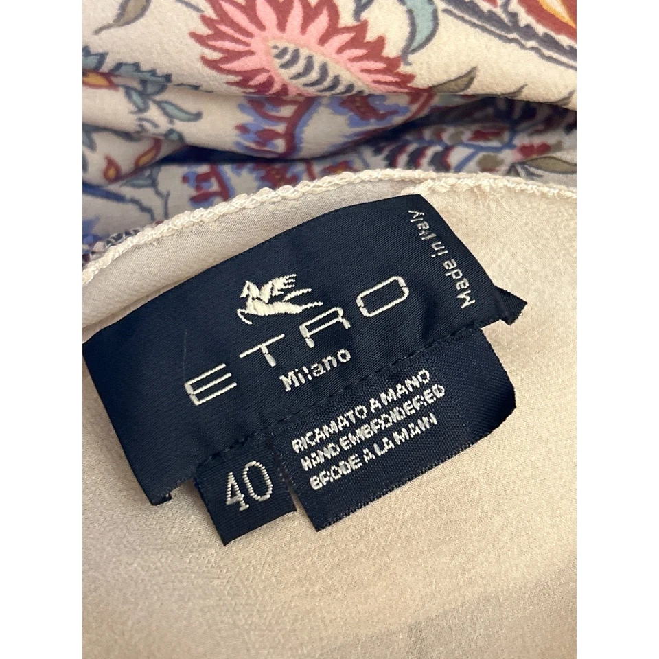 Vestido asimétrico Y2K Etro Milano bordado a mano seda cachemira Italia 40 Boho Foto 4 de 4