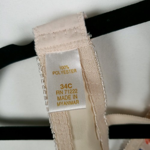 Sujetador vintage satinado Demi 34C sin forro con aros floral en crema ajustable - Imagen 10 de 11