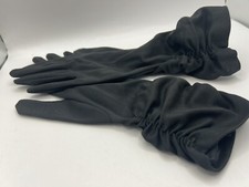 Vintage Women  s Ruched Black Mid Length Size 7 Gloves By Meyers Made in the USA