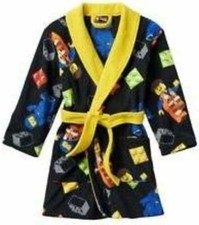The Lego Movie Boys 4 Robe Bathrobe Pajamas Cover Up Black Fleece Belted Winter