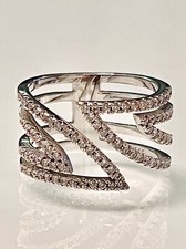 925 STERLING SILVER CZ MODERNIST OPEN FULL 12 mm WIDE BAND RING SZ 7.5 NWOT