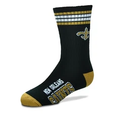 New Orleans Saints Men's Crew Socks X Large Size 13 to 15 4 Stripe
